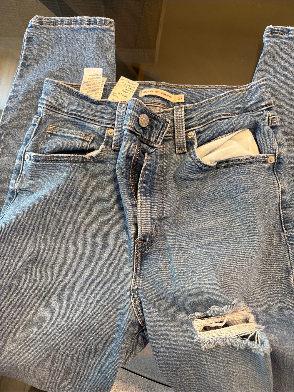 Levi's High-Rise Faded Blue Distressed Women's Jeans